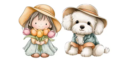 Summer Cartoon Character Clipart Tshirts generated by midjourney