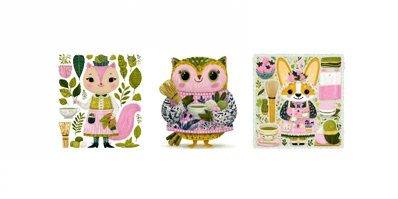 Cute Matcha Cafe Animals Kawaii generated by undefined
