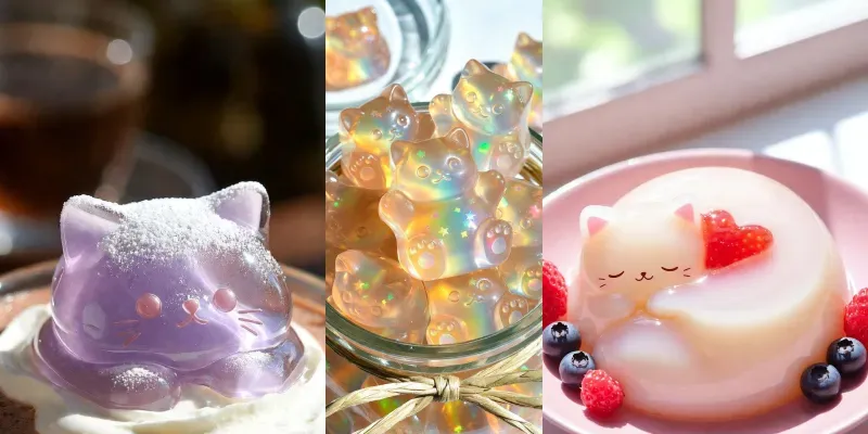 Cute Jiggly Jelly Cat Desserts generated by undefined