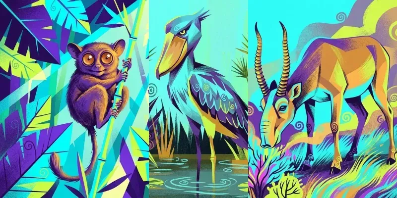 Quirky Stylized Wildlife Animal Art generated by undefined