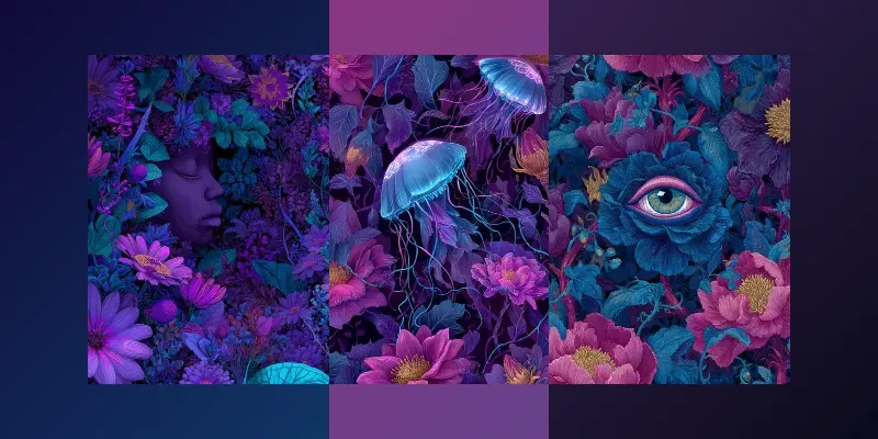 Surreal Neon Floral Patterns generated by undefined