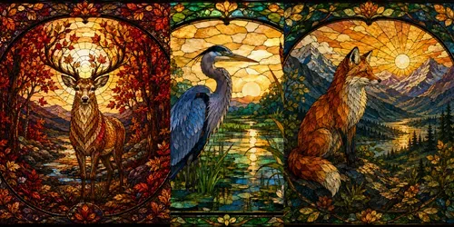 Stained Glass Tropical Panel Scenes generated by chatgpt-image