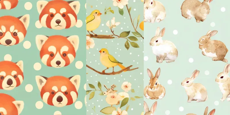 Mint Polka Watercolor Animal Tiles generated by undefined