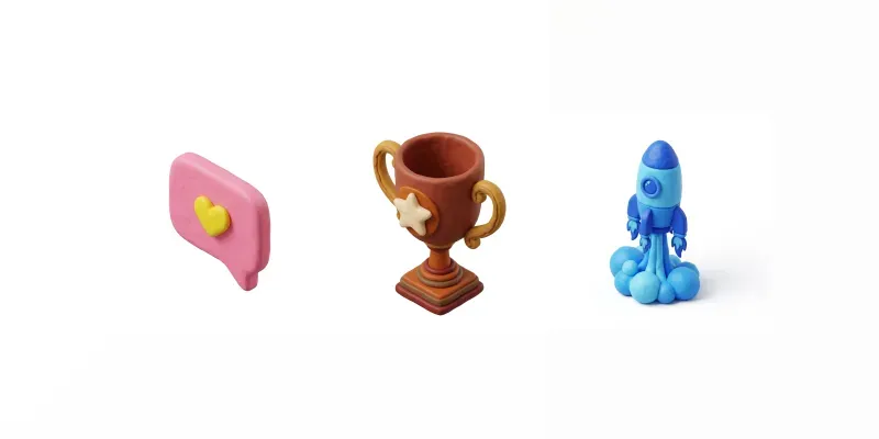 3d Cute Claymation App Web Icons generated by undefined