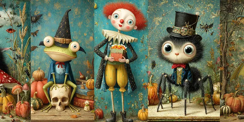Enchanting Halloween Characters Ephemera generated by undefined