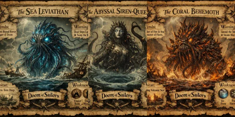 Ancient Sea Horror Bestiary Posters generated by undefined