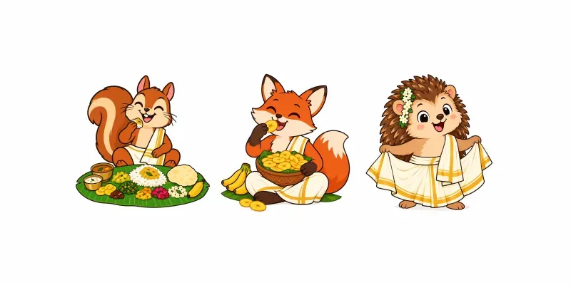 Onam Feast Forest Animals Cliparts