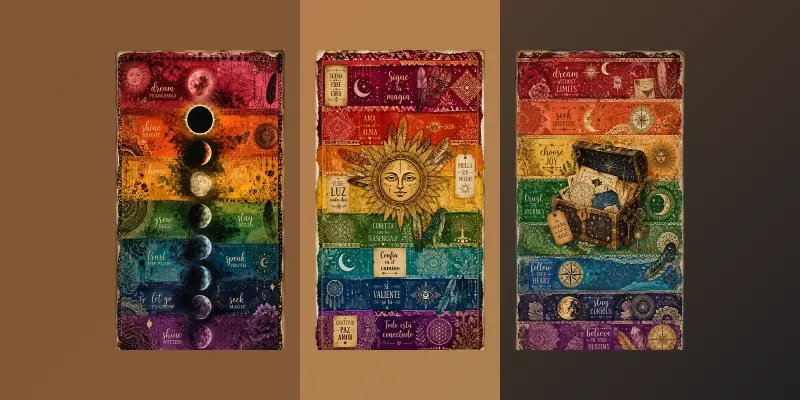 Bohemian Rainbow Scrapbook Ephemera Pages generated by undefined