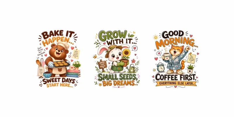 Cute Character Quote Designs generated by undefined