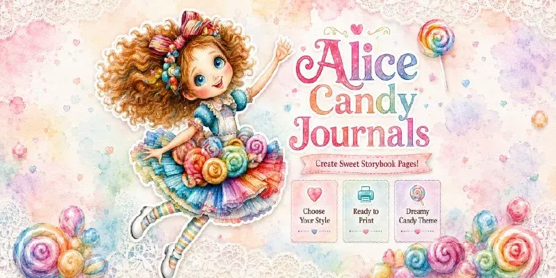 Alice In Candy Wonderland Junk Journals generated by undefined