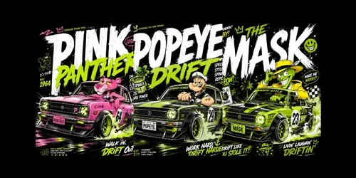 Streetwear Cartoon Drift Legends generated by chatgpt-image