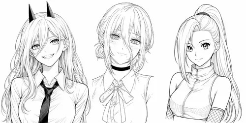 Anime Line Art Characters Manga Sketches generated by chatgpt-image