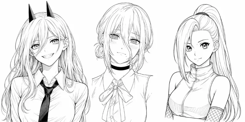 Anime Line Art Characters Manga Sketches generated by undefined