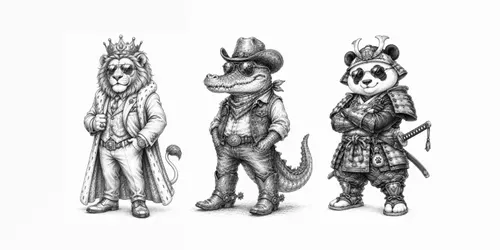Pencil Sketch Animal Characters generated by chatgpt-image