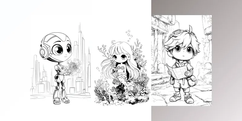 Cute Anime Coloring Book Characters generated by undefined