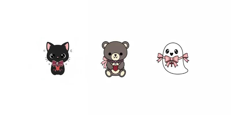 Gothic Kawaii Valentine Clipart generated by undefined