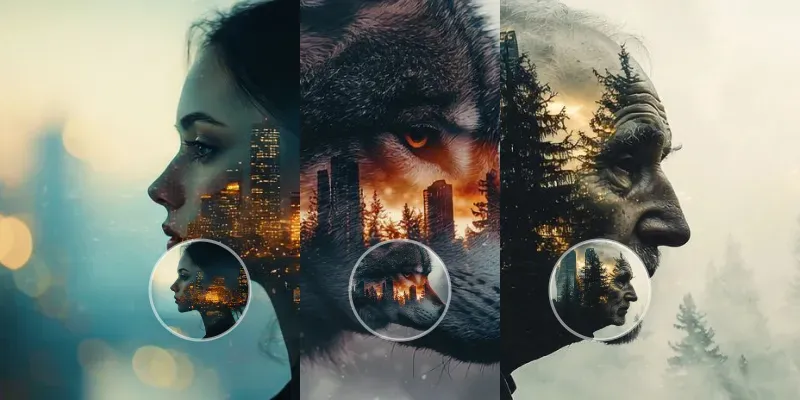 Cinematic Double Exposure Video Shots generated by undefined