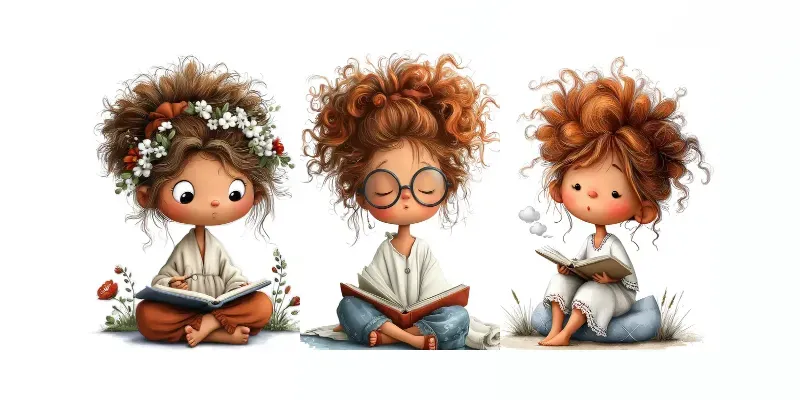 Cozy Reading Girl Watercolor Clipart generated by undefined