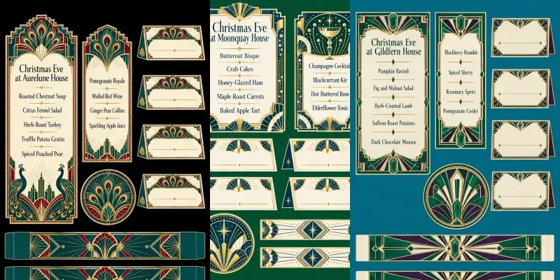 Art Deco Christmas Eve Menu Kits