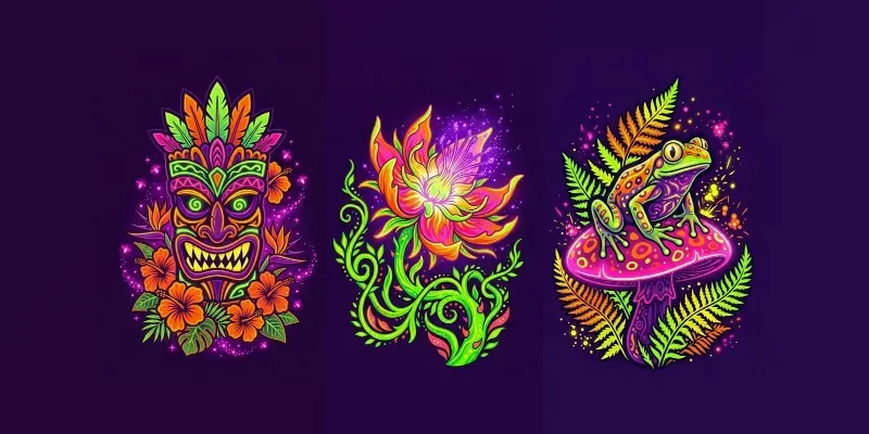 Neon Jungle Voodoo Tshirt Designs generated by undefined