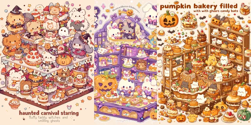 Kawaii Halloween Diorama Stickers generated by undefined