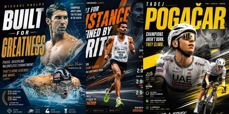 Dynamic Sports Typography Posters generated by undefined