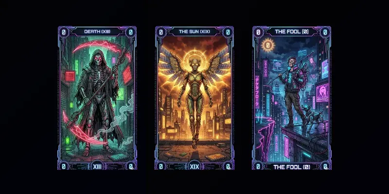 Neon Cyberpunk Tarot Card Art generated by undefined