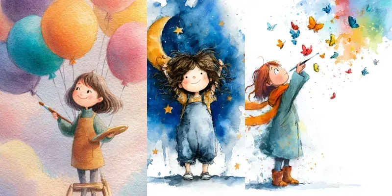 Cute Whimsical Child Illustrations generated by undefined