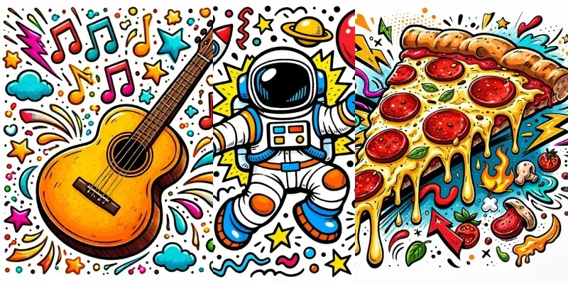 Playful Pop Art Doodle Illustrations generated by undefined