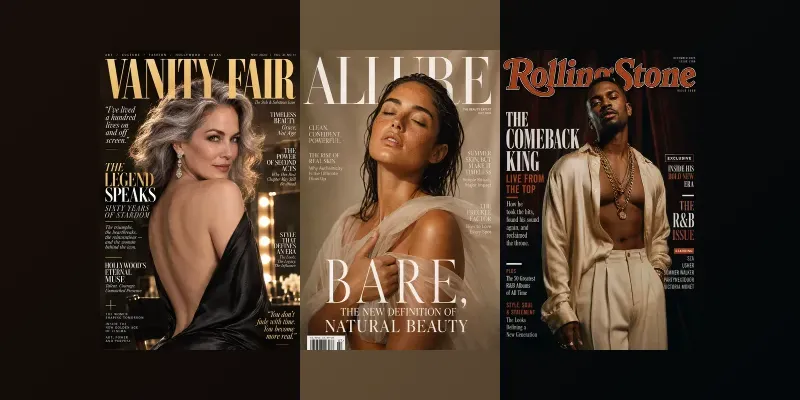 Cinematic Editorial Magazine Covers generated by undefined