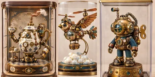 Mechanical Oddities Steampunk 3D Figures generated by chatgpt-image