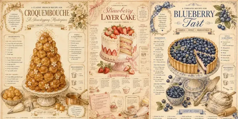 Vintage Cake Recipe Magazine Infographics generated by undefined