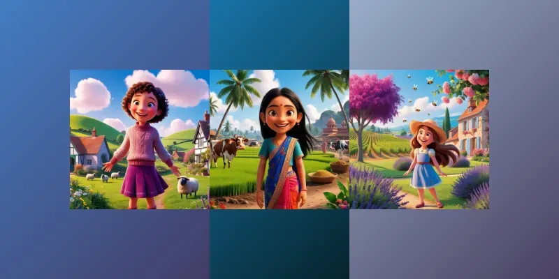 Disney Pixar Style Smiling Girls Countries generated by undefined