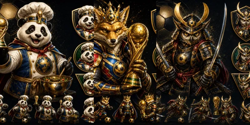 Premium Football World Cup Mascot Logos generated by undefined