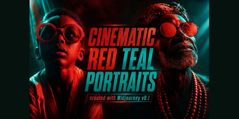 Cinematic Red Teal Portraits generated by undefined