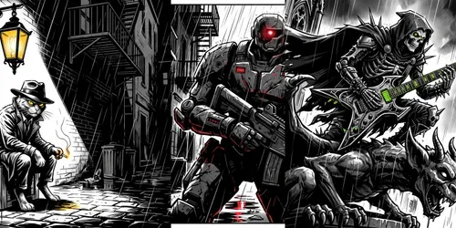 Neonoir High Contrast Comics generated by gemini-image