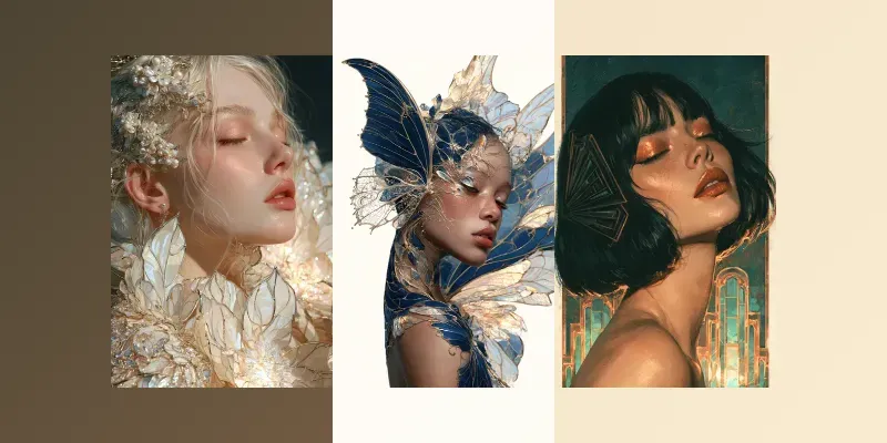 Luminous Stained Glass Fantasy Portraits