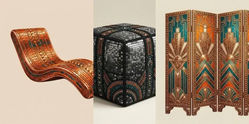Sequin Mosaic Furniture Illustrations generated by undefined