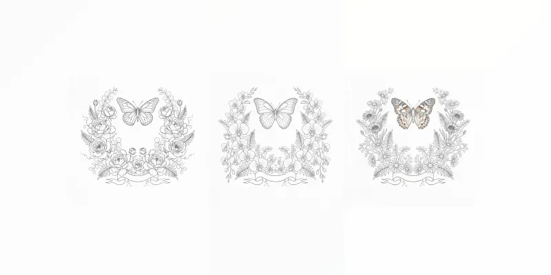 Butterfly Wedding Floral Crests generated by undefined