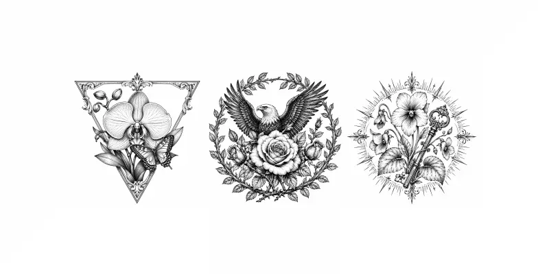 Botanical Tattoo Flash Designs generated by undefined