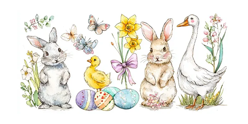 Hand Drawn Spring Easter Icons Clipart generated by undefined