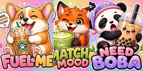 Cute Animal Drink Stickers generated by chatgpt-image