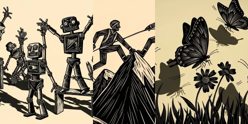 Dynamic Linocut Scenes generated by undefined