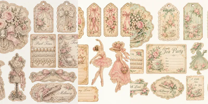 Shabby Chic Rose Ephemera Sheets