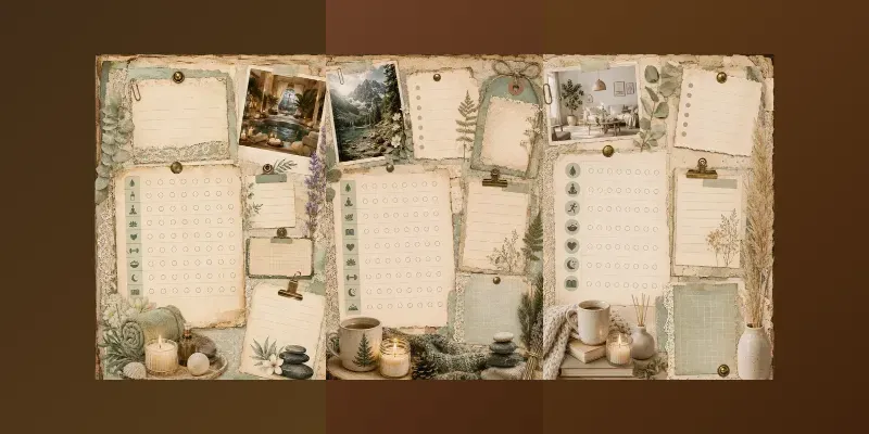 Wellness Tracker Junk Journal Pages generated by undefined