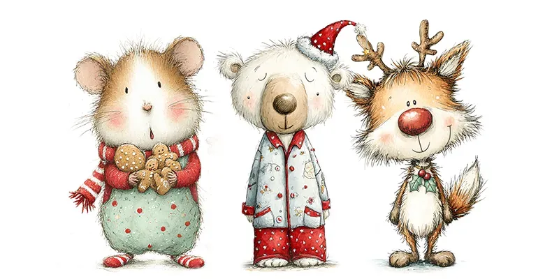 Cute Christmas Character Ink Cliparts generated by undefined