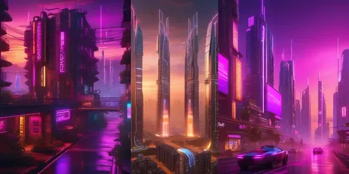 1000 Neon City Sunsets generated by stable-diffusion