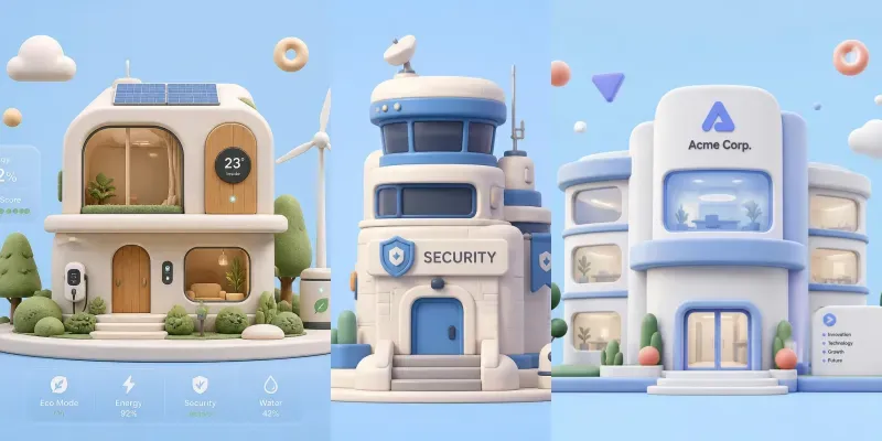 3d Minimalist Clay Tech Houses generated by undefined