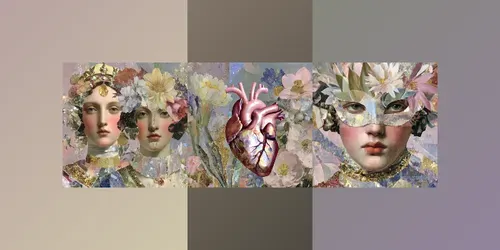 Painterly Floral Collage Portraits generated by midjourney