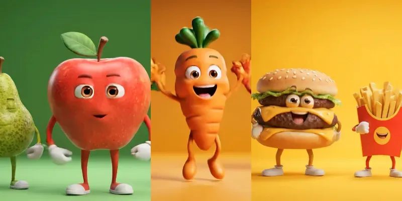 Cute 3D Anthropomorphic Dancing Objects generated by undefined